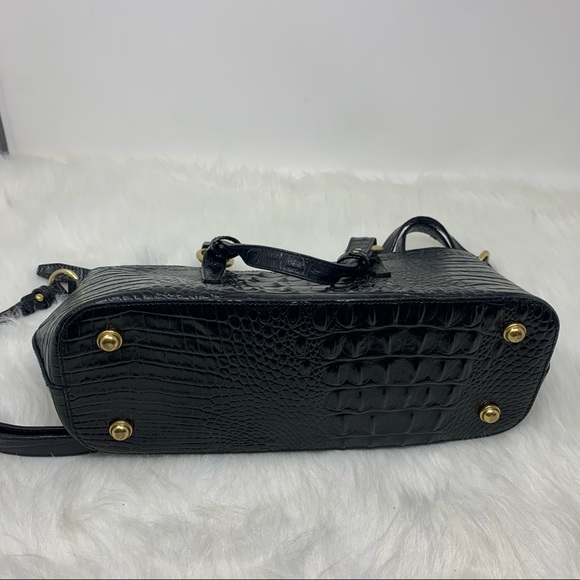 Brahmin Mini Asher Melbourne Embossed Leather Satchel Black - Picture 10 of 12